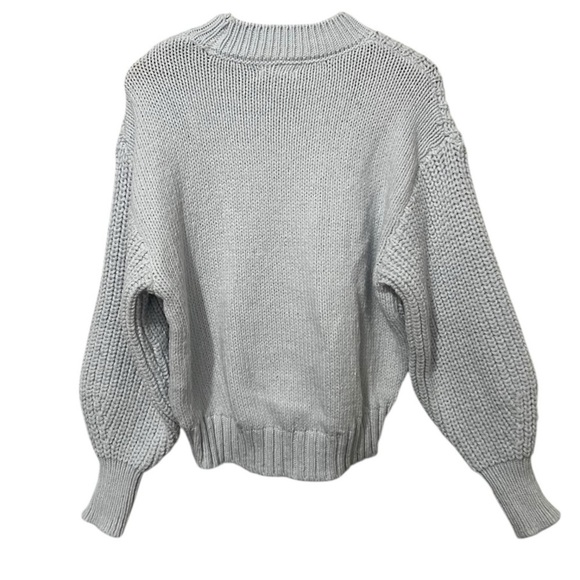 H&M Chunky Cable Knit Sweater Baby Blue Women's Size Small Mock Neck Long Sleeve - Picture 2 of 5